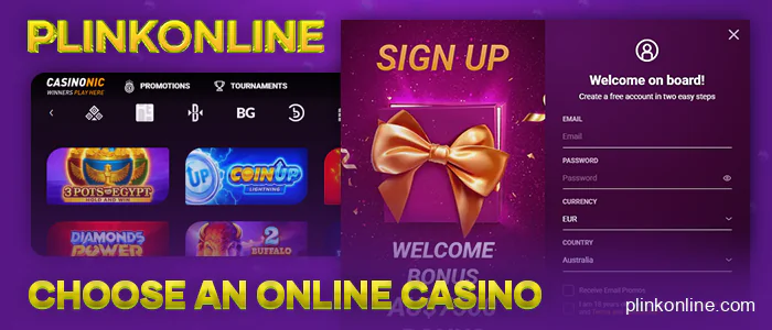Choose an online casino and create an account to play plinko online