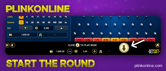 Click on the Spin button in plinko online